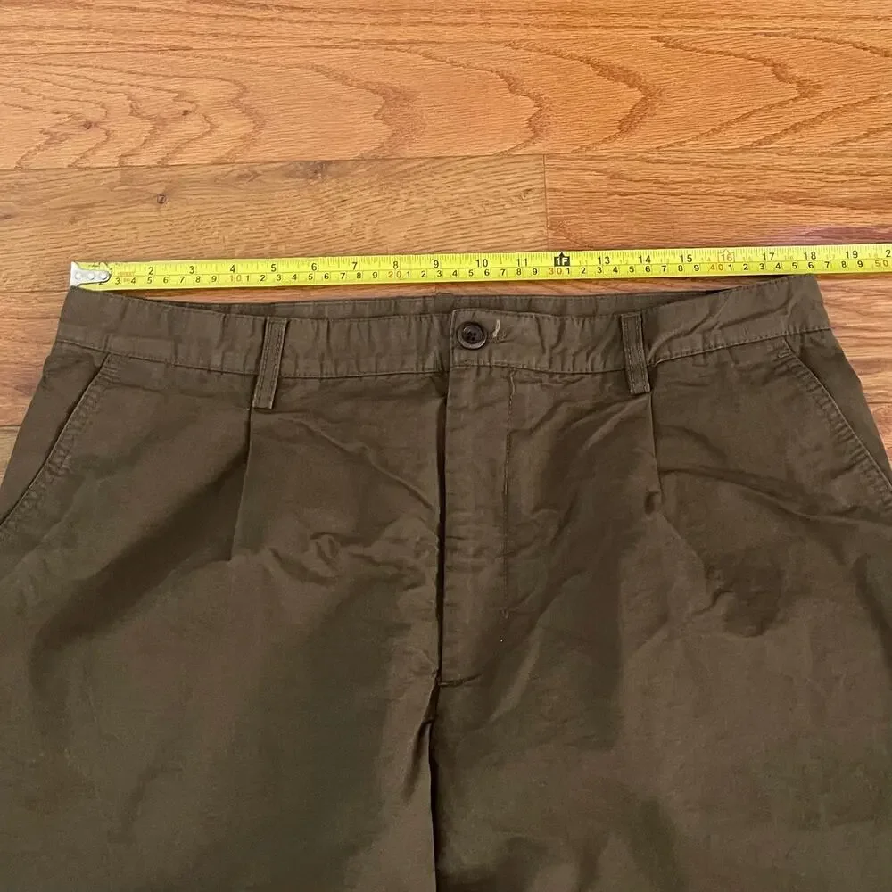 Zara Mens 36 Chino Pants Brown Mid Rise Regular Cotton Linen Casual Minimalist